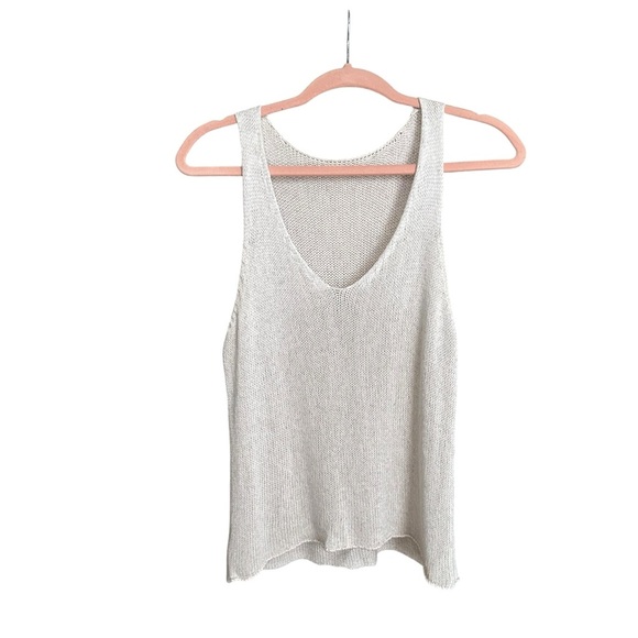 Made In Italy Natural Knit Tank Top Cotton Flax Linen Blend Coastal Minimalist - Picture 1 of 11